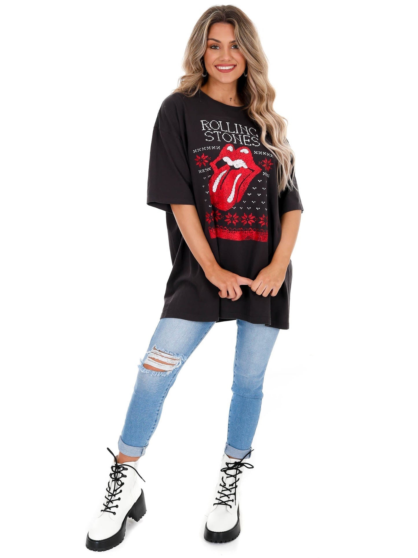 Rolling Stones Norway Sweater Oversized Distressed Tee