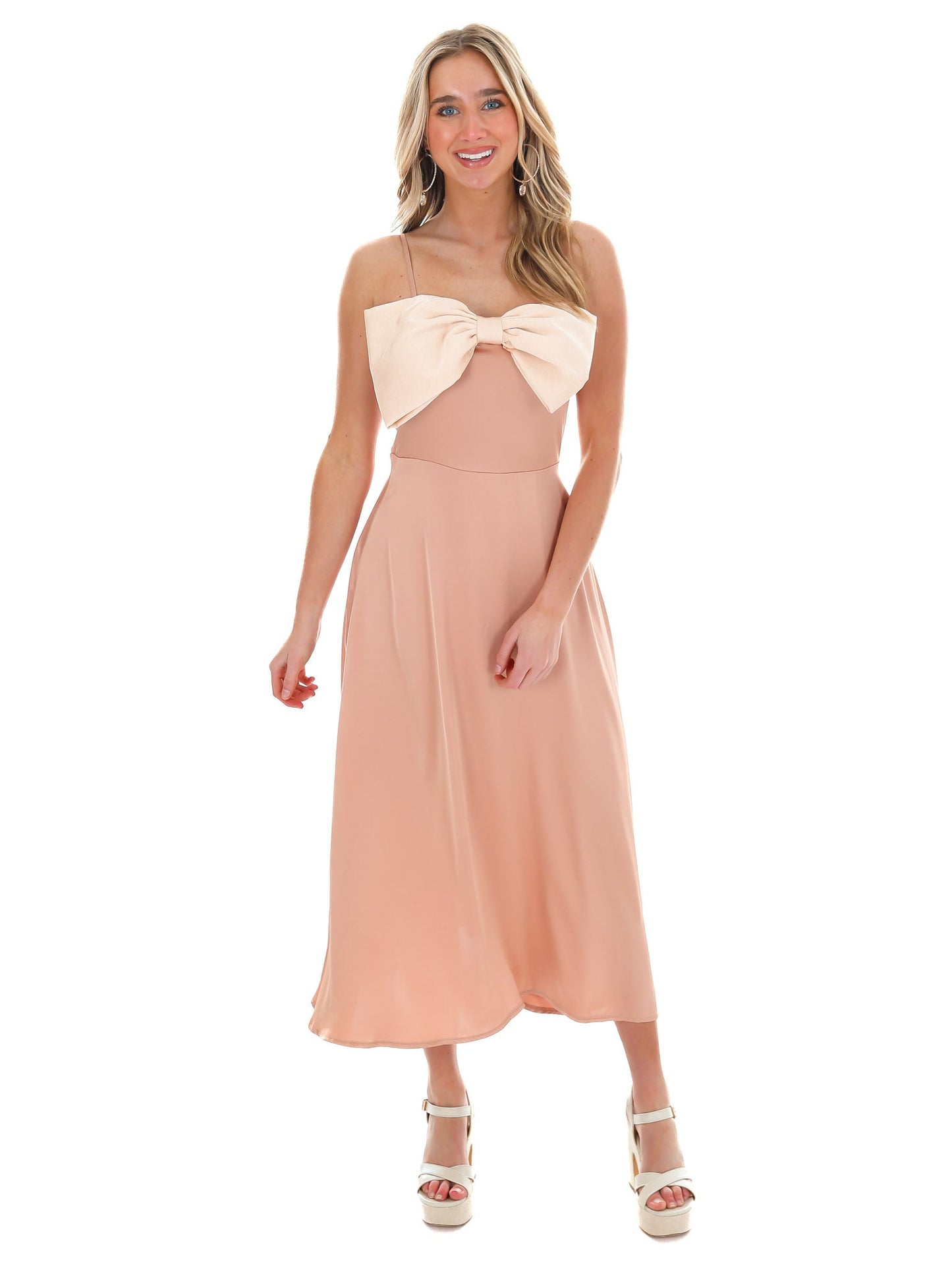 Romantically Thinking Bow Satin Dress