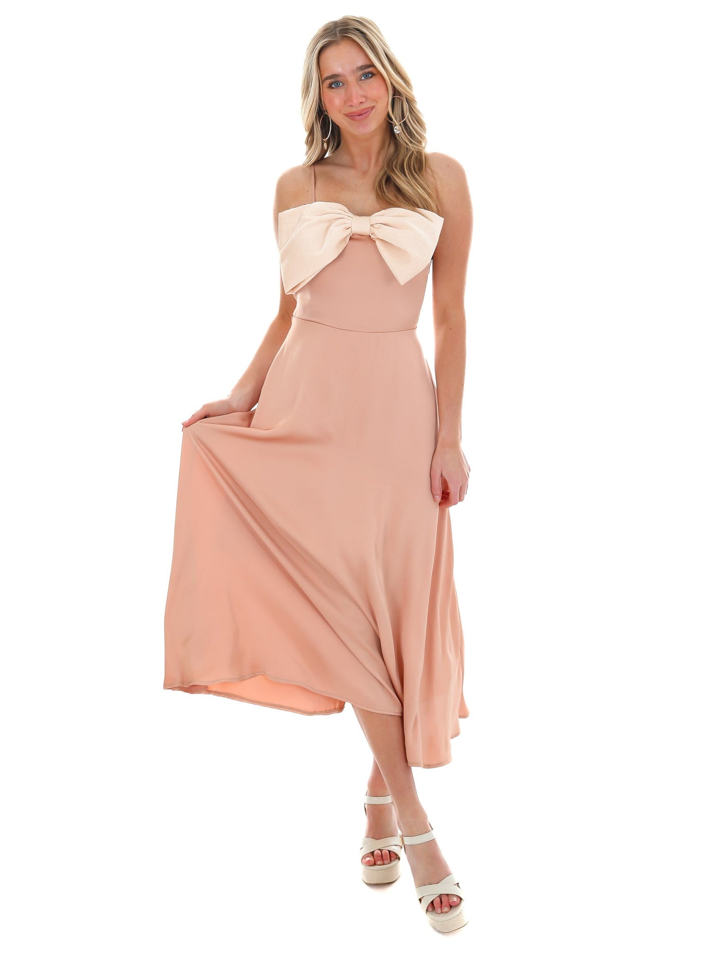 Romantically Thinking Bow Satin Dress