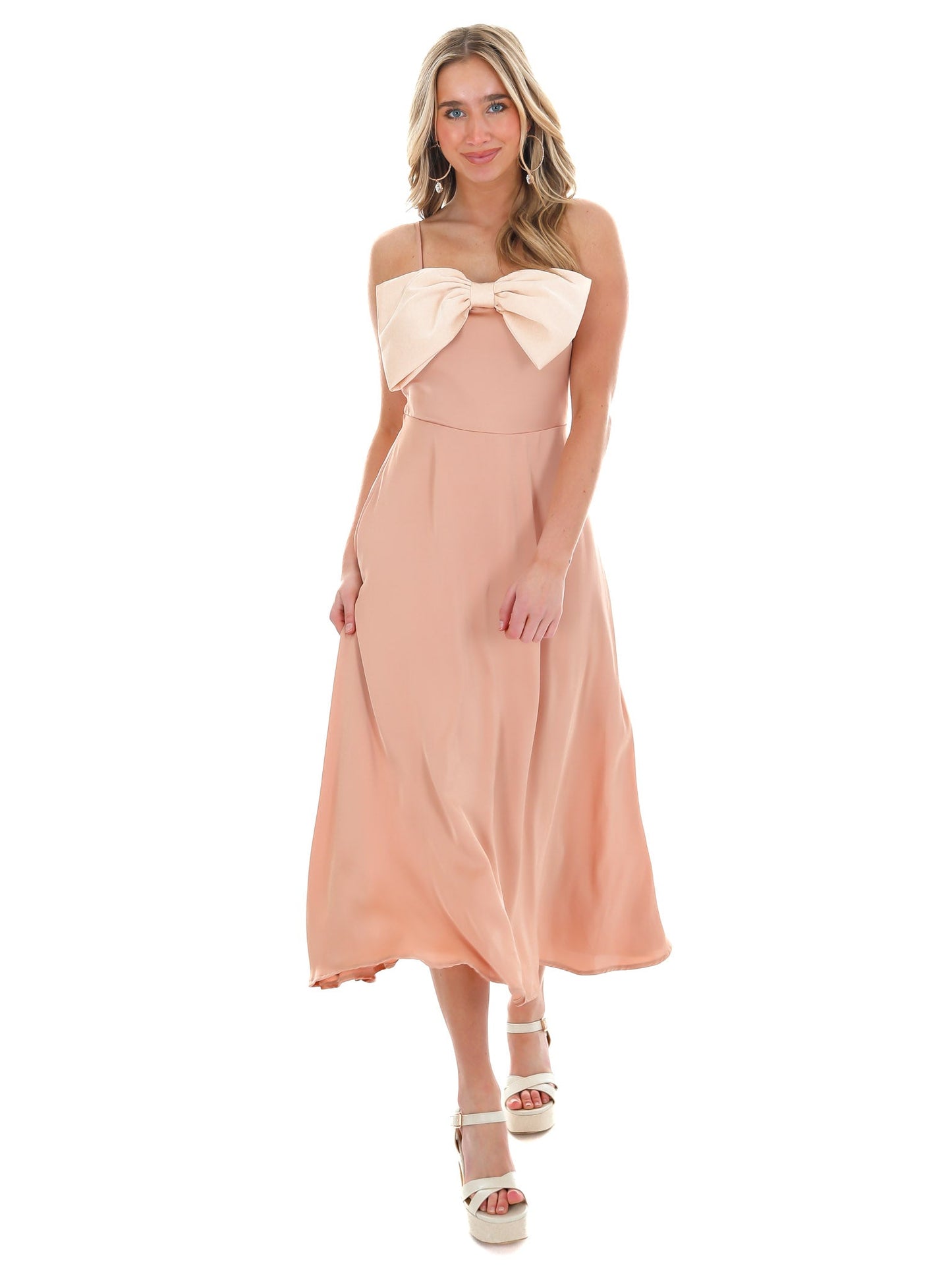 Romantically Thinking Bow Satin Dress