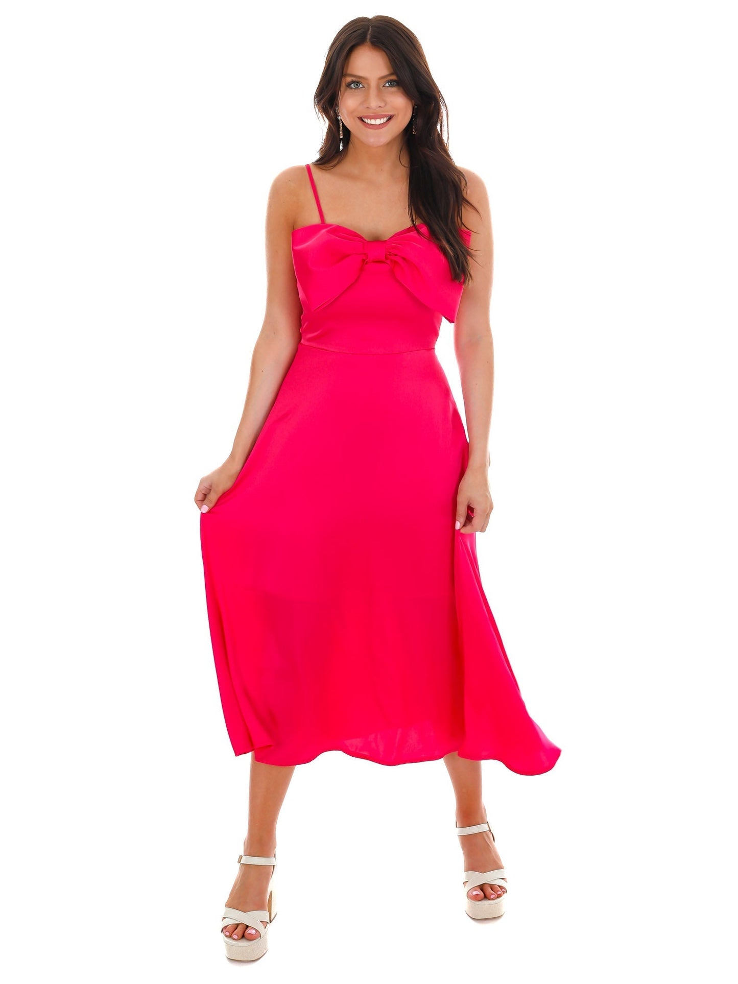 Romantically Thinking Bow Satin Dress
