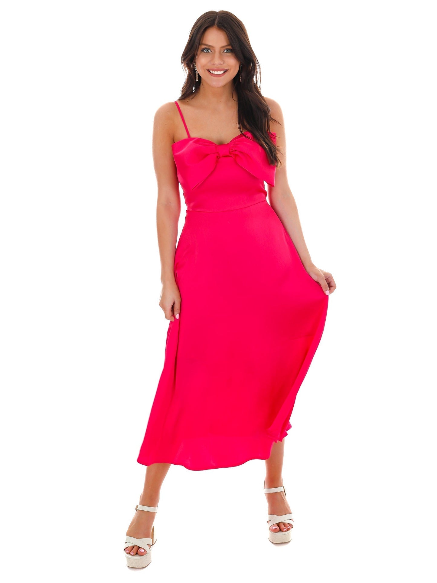 Romantically Thinking Bow Satin Dress