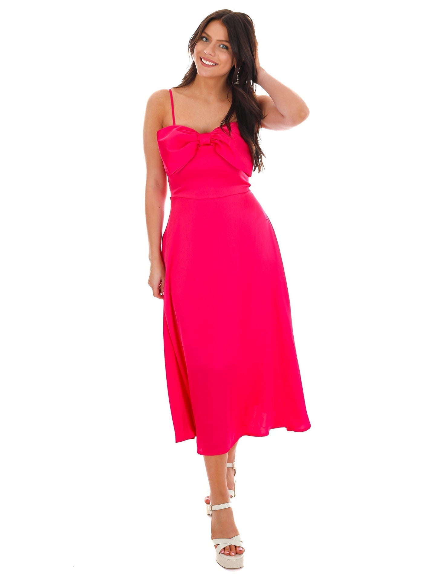 Romantically Thinking Bow Satin Dress