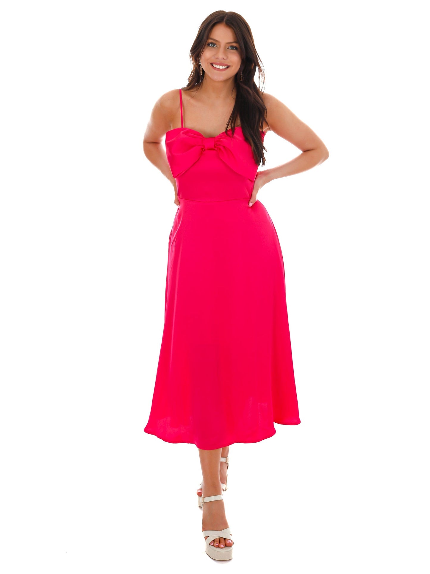 Romantically Thinking Bow Satin Dress