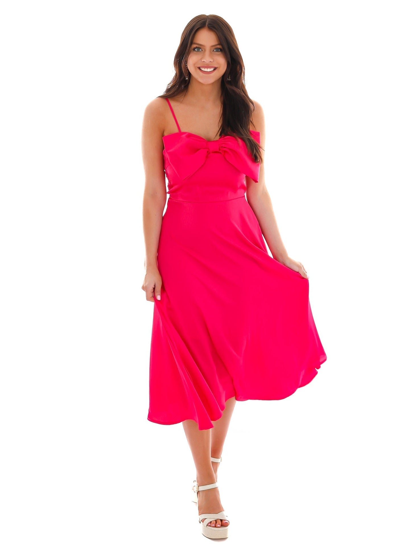 Romantically Thinking Bow Satin Dress