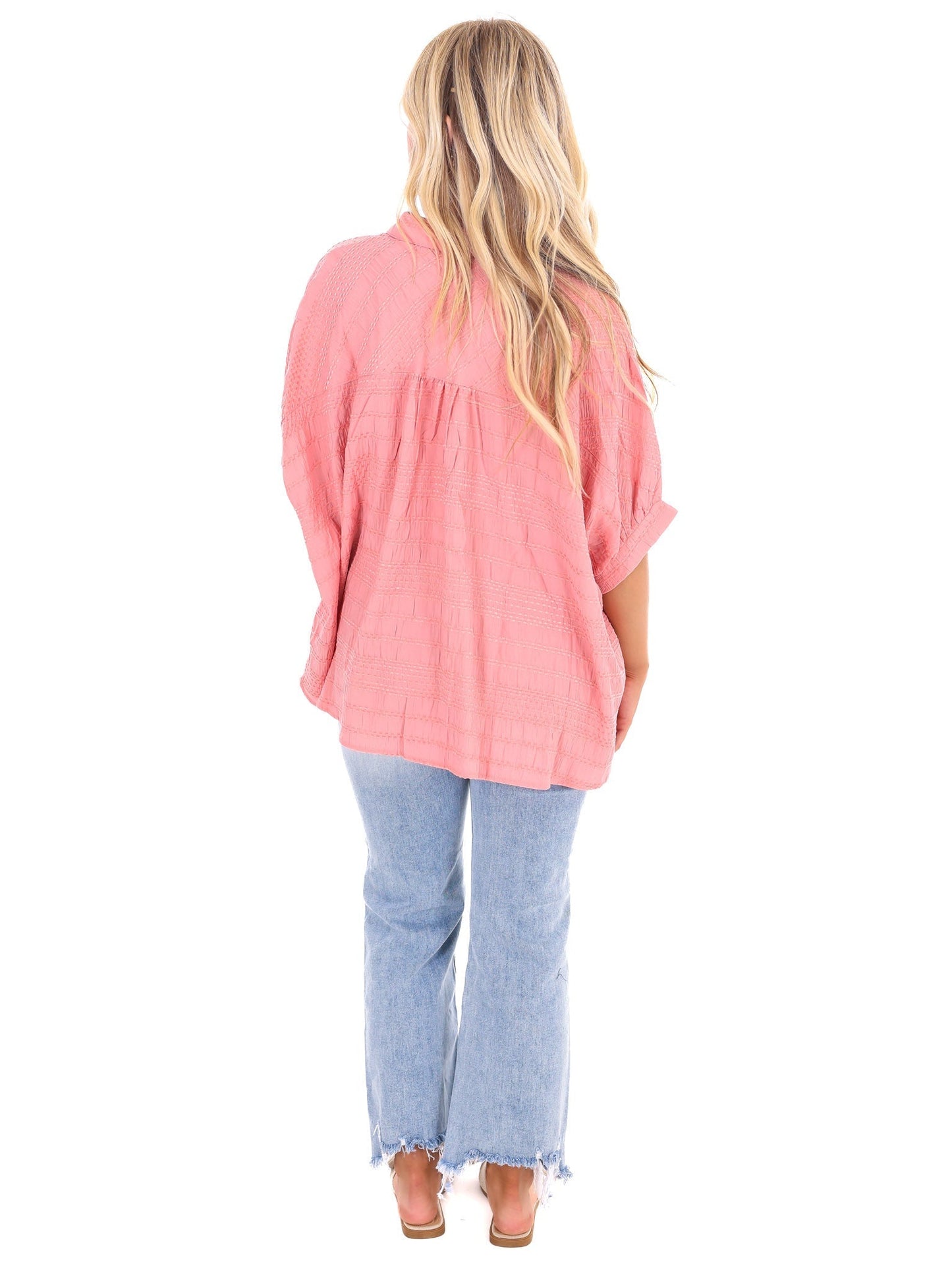 Slow it Down Textured Button Down Top