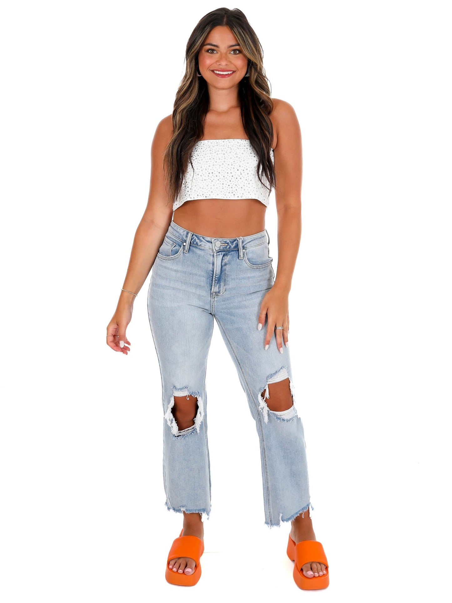 Hustle for It Rhinestone Crop Top