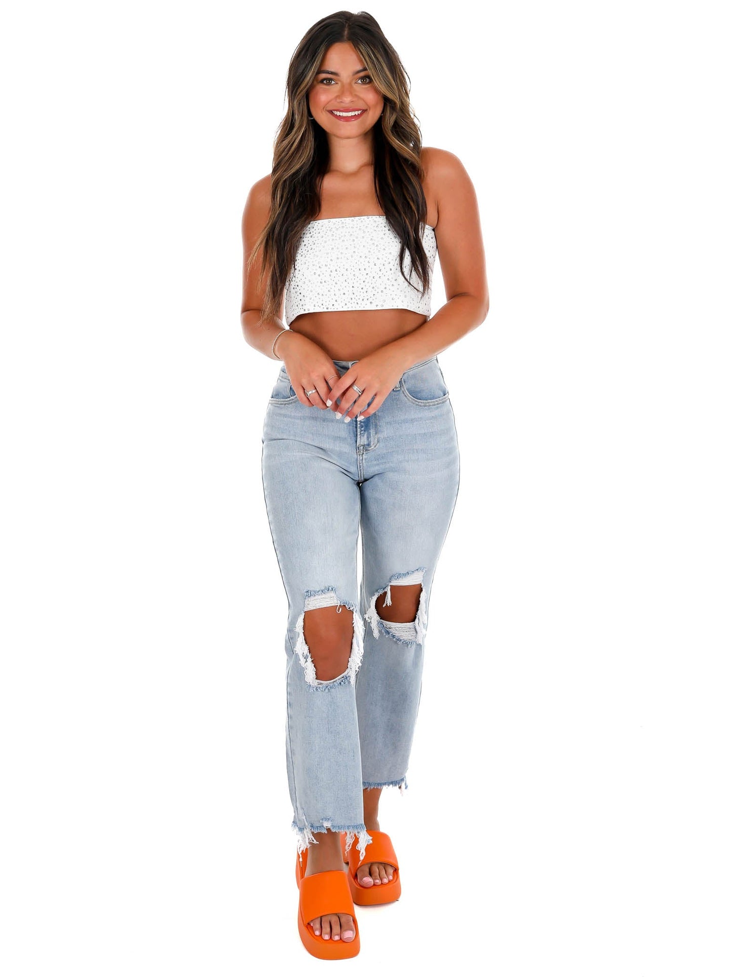Hustle for It Rhinestone Crop Top
