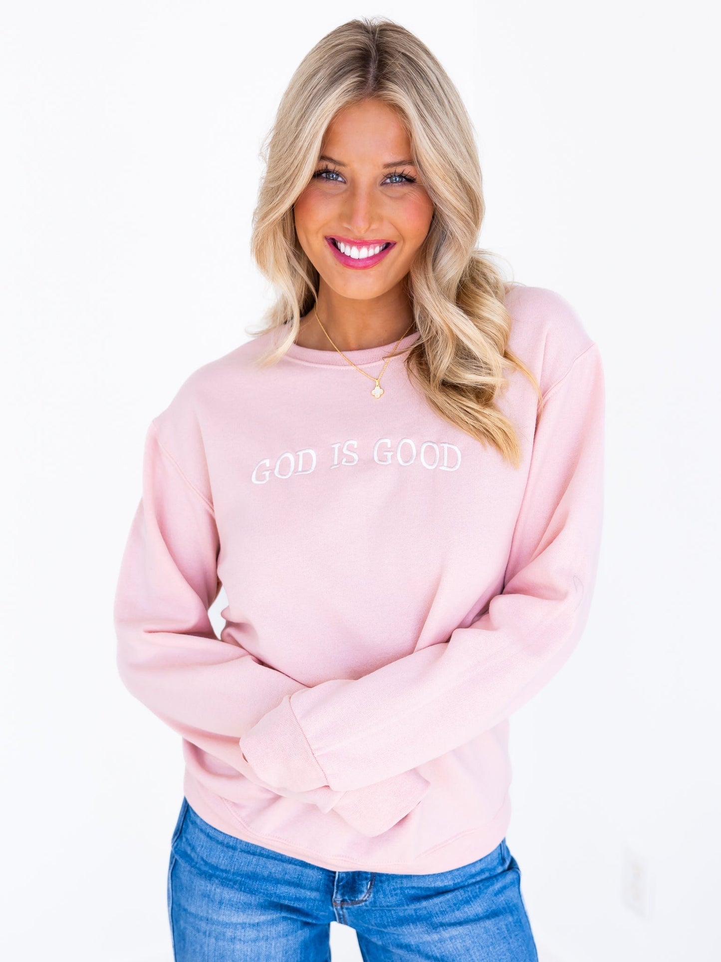 Embroidered God is Good Sweatshirt