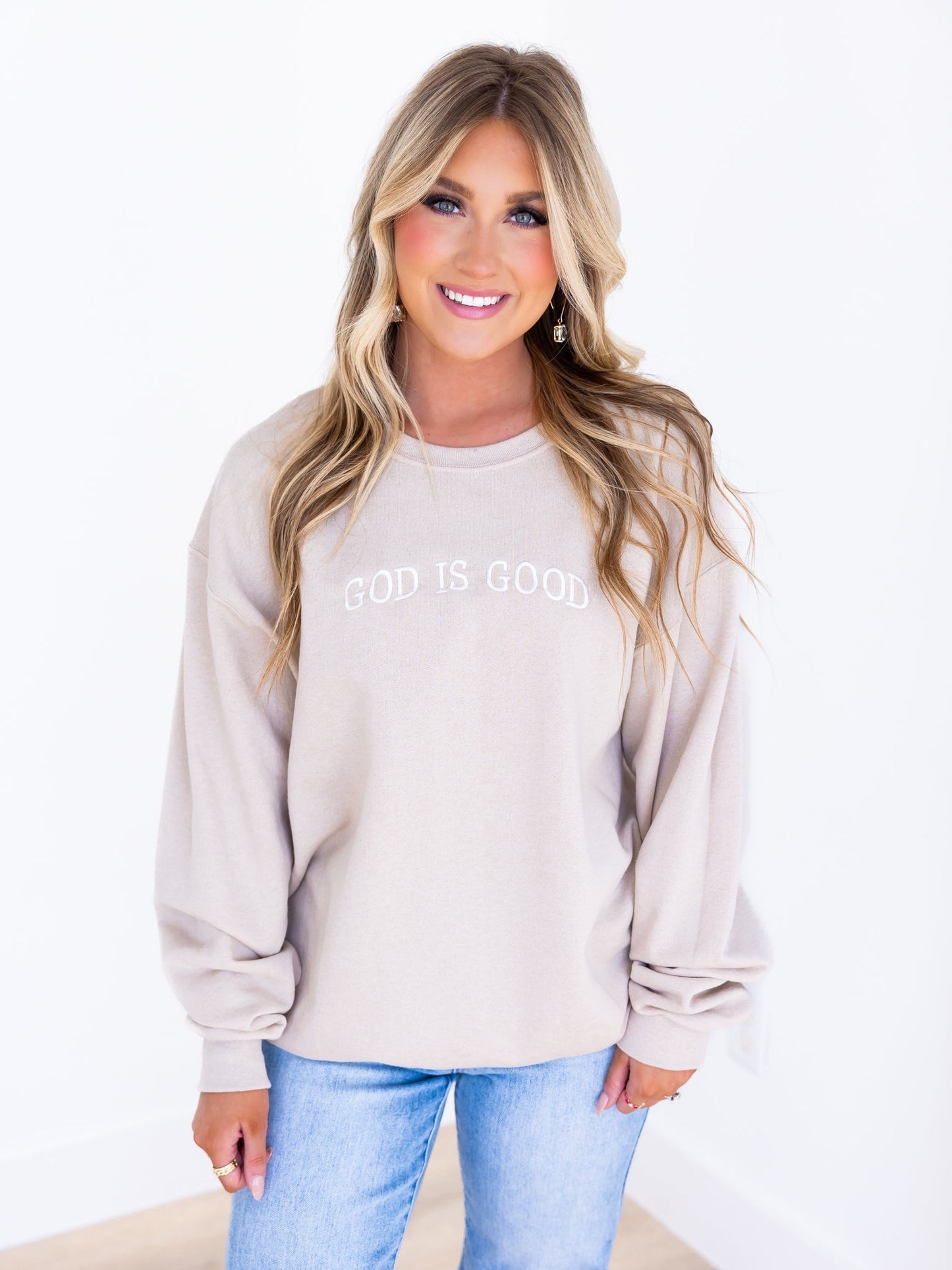 Embroidered God is Good Sweatshirt