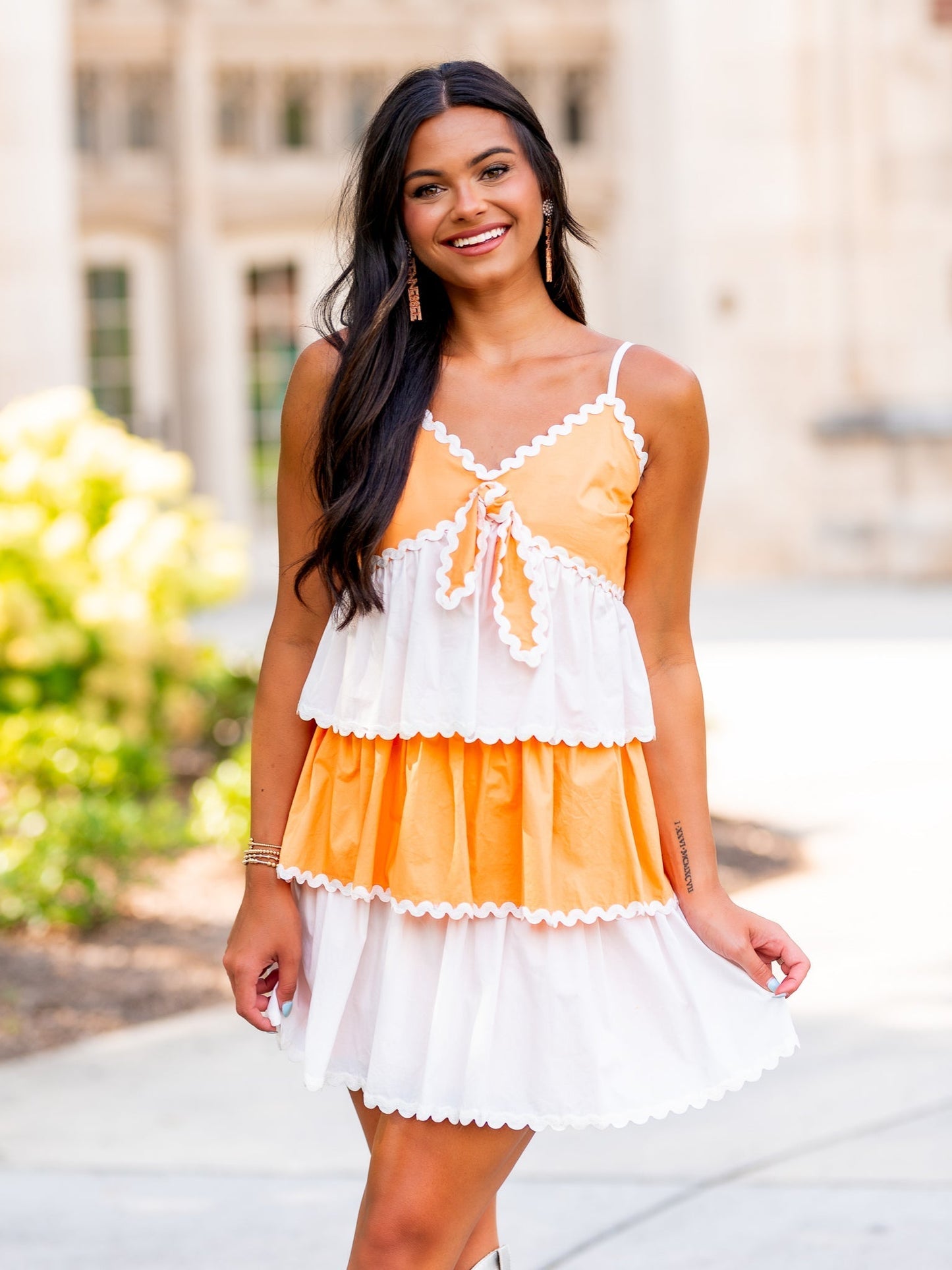 Push Forward Contrast Tiered Dress