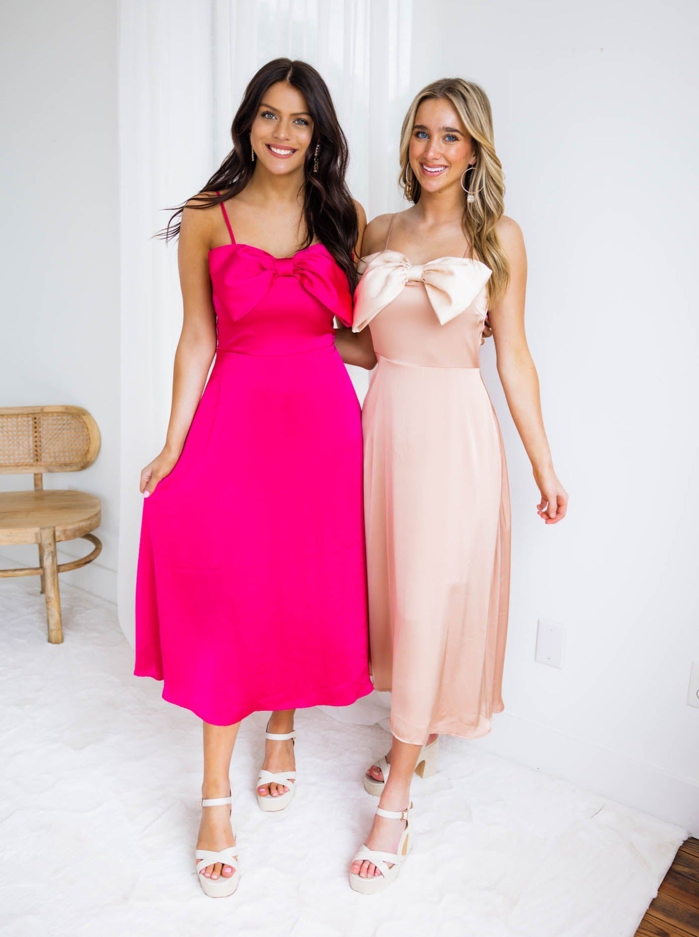 Romantically Thinking Bow Satin Dress