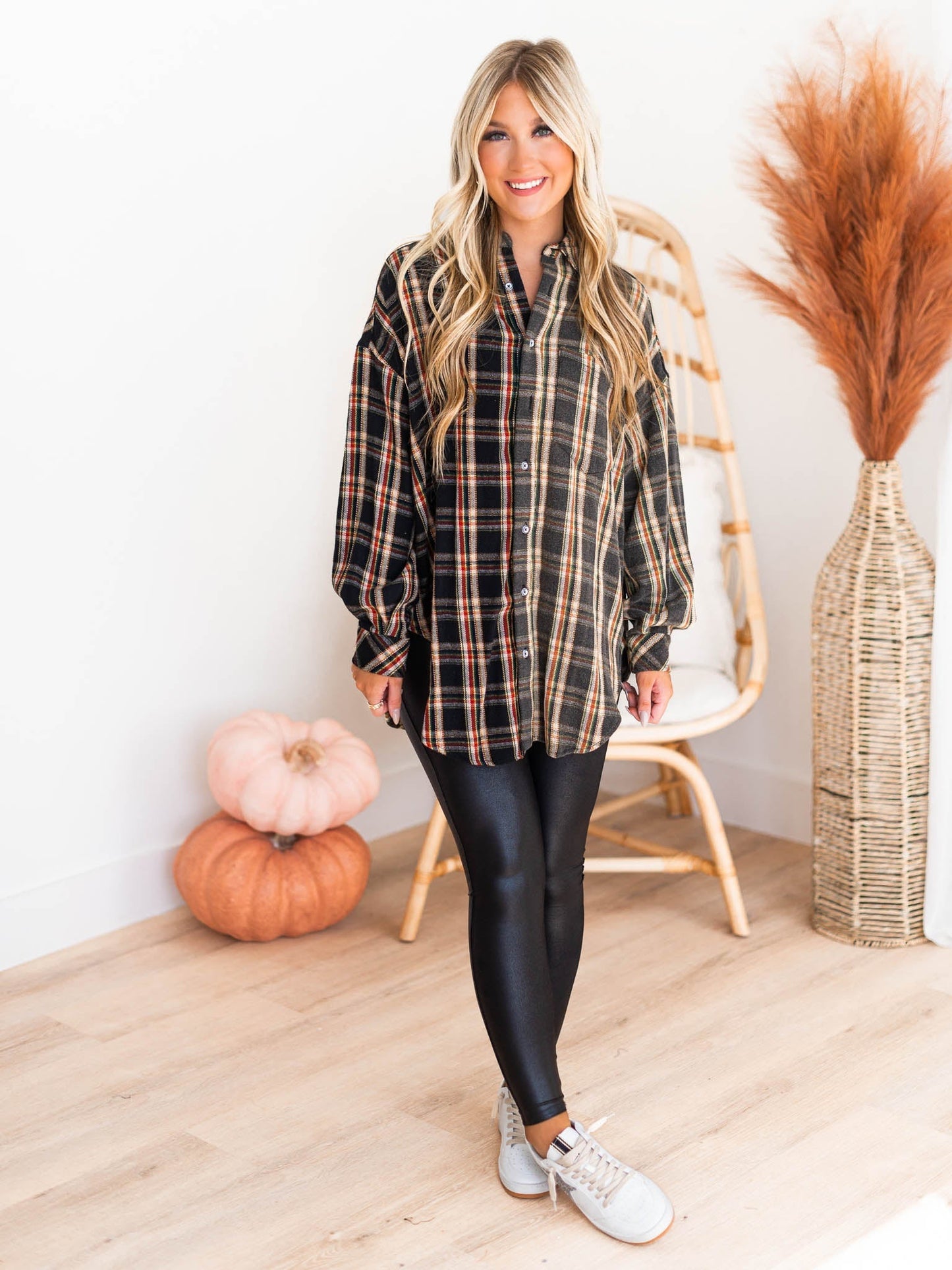 Stay Near Plaid Top