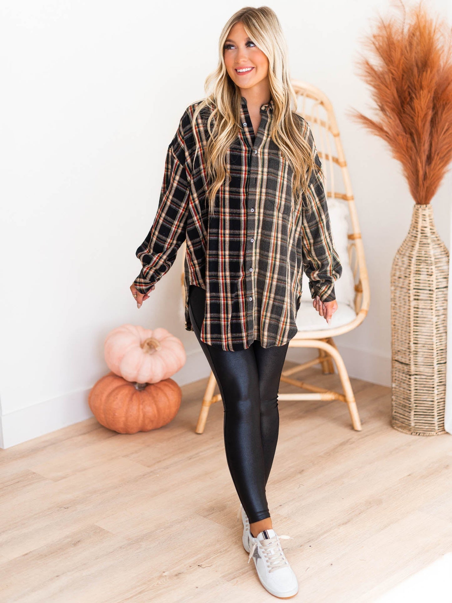 Stay Near Plaid Top