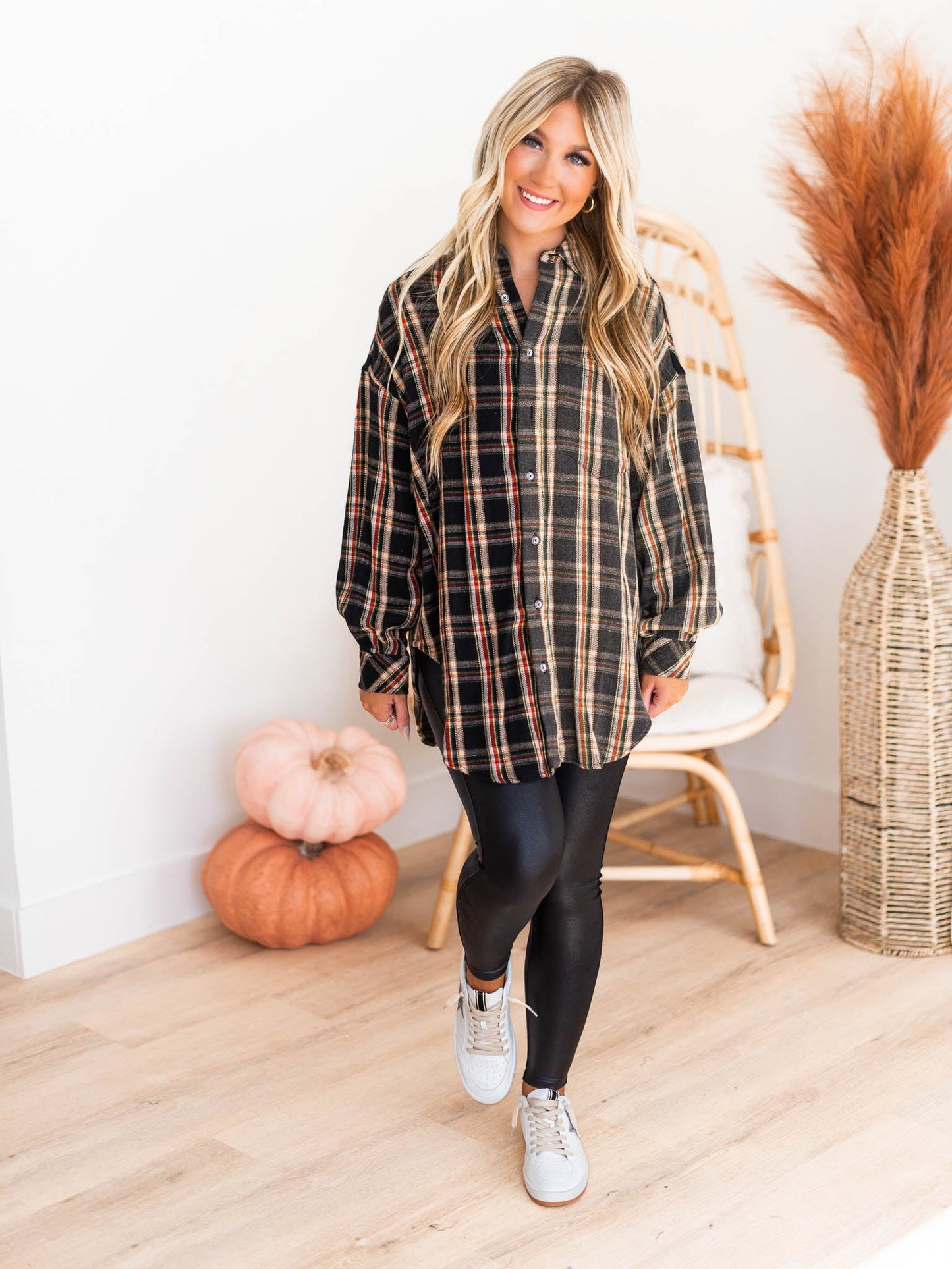 Stay Near Plaid Top