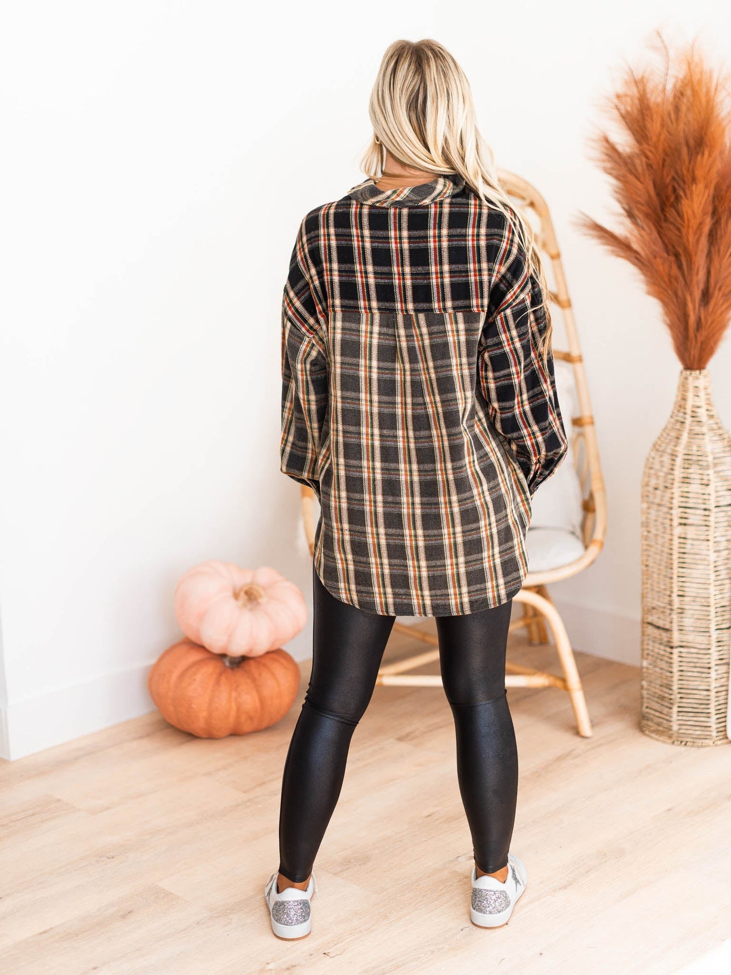Stay Near Plaid Top