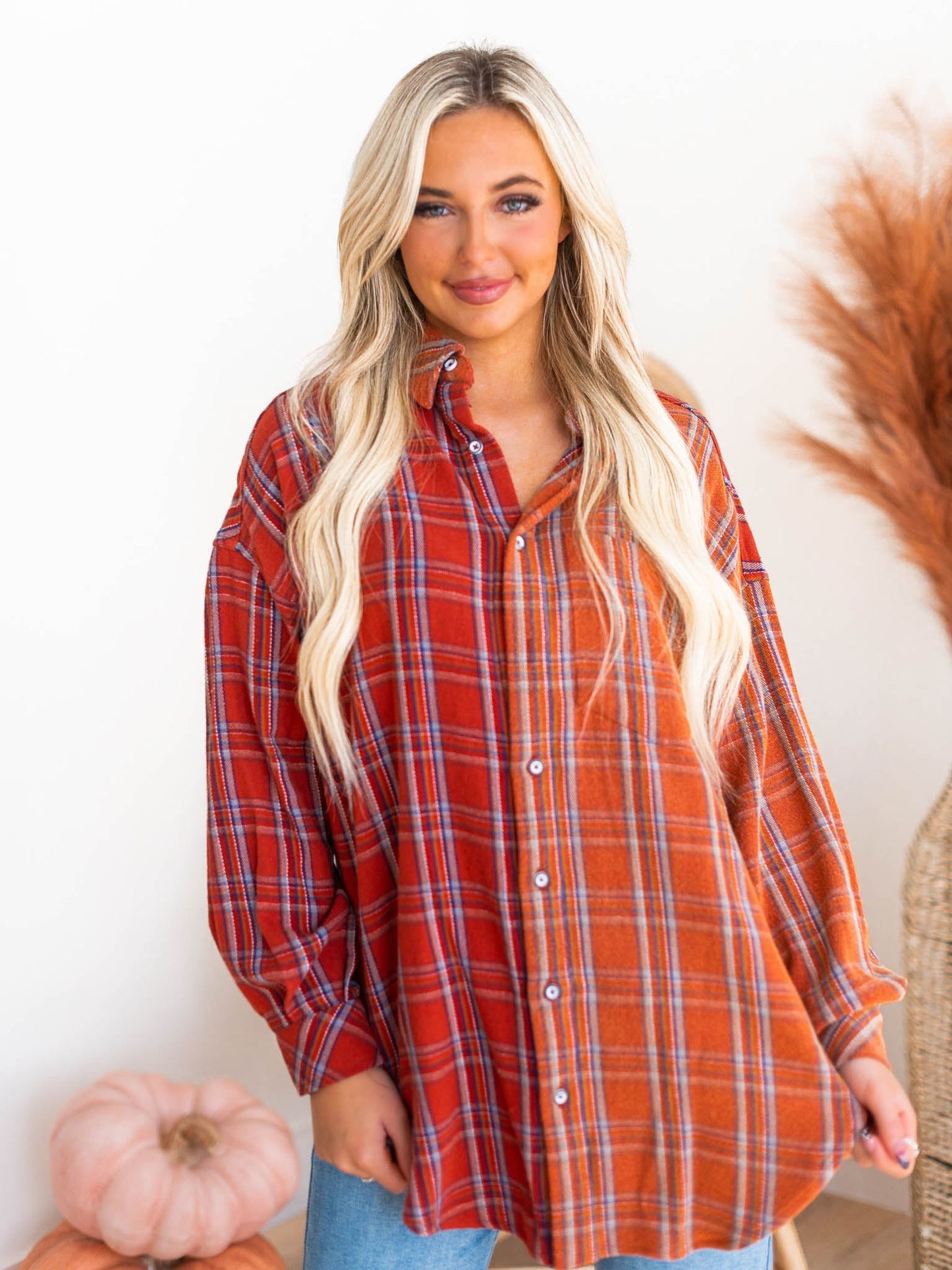 Stay Near Plaid Top