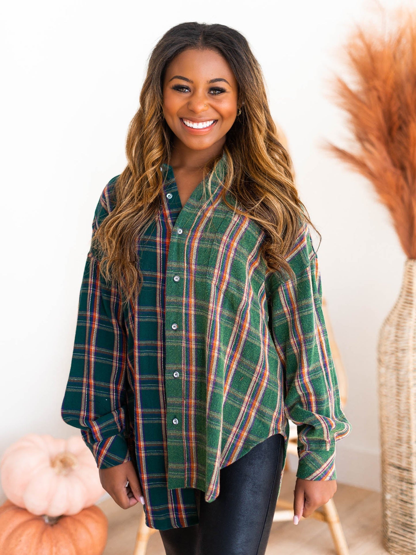 Stay Near Plaid Top