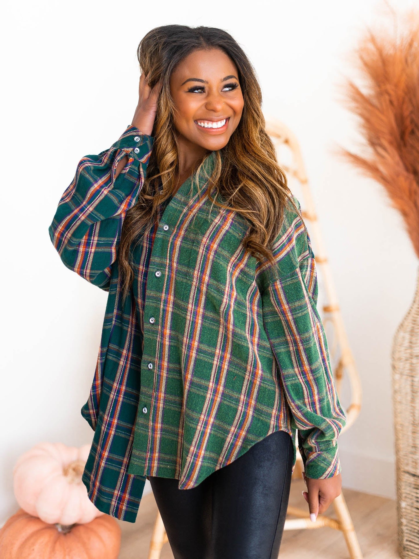 Stay Near Plaid Top