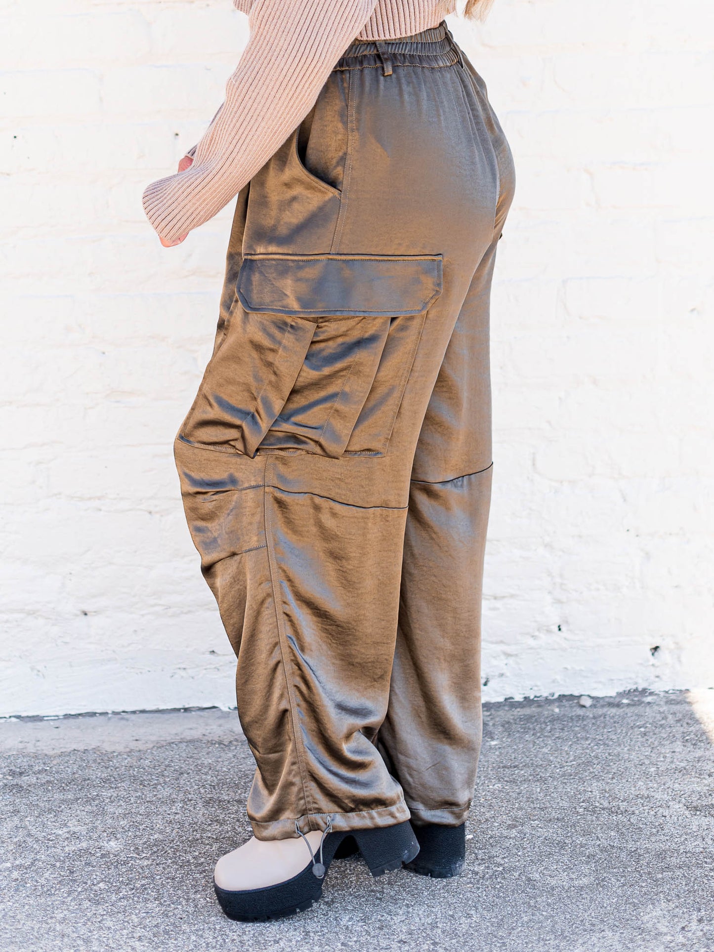 Strolling By Satin Cargo Pants
