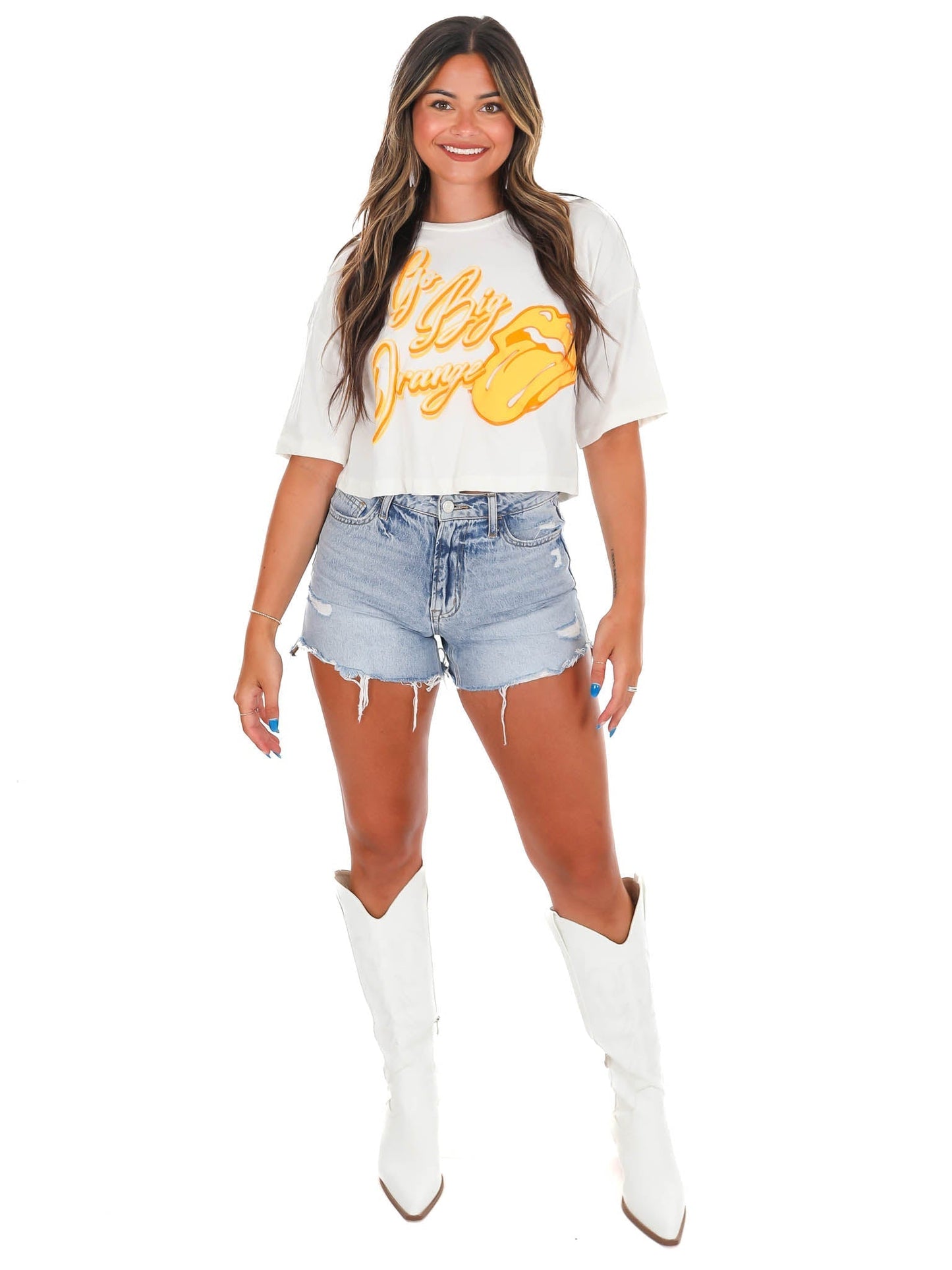 Rollings Stones Big Orange Puff Cropped Tee