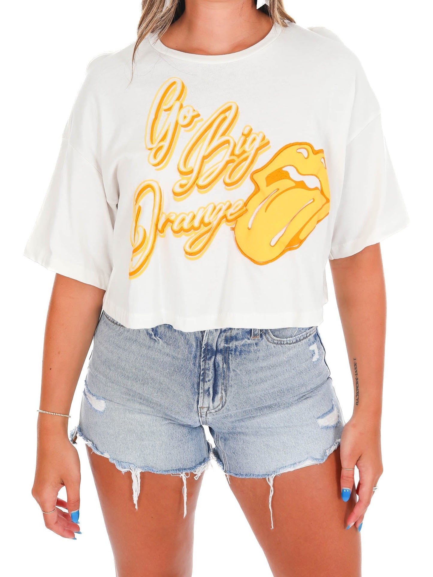 Rollings Stones Big Orange Puff Cropped Tee