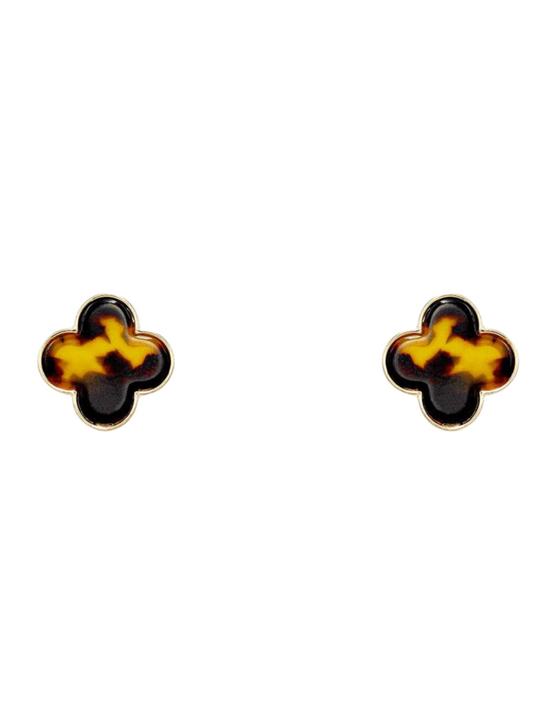 Gold Tortoise Clover Earrings