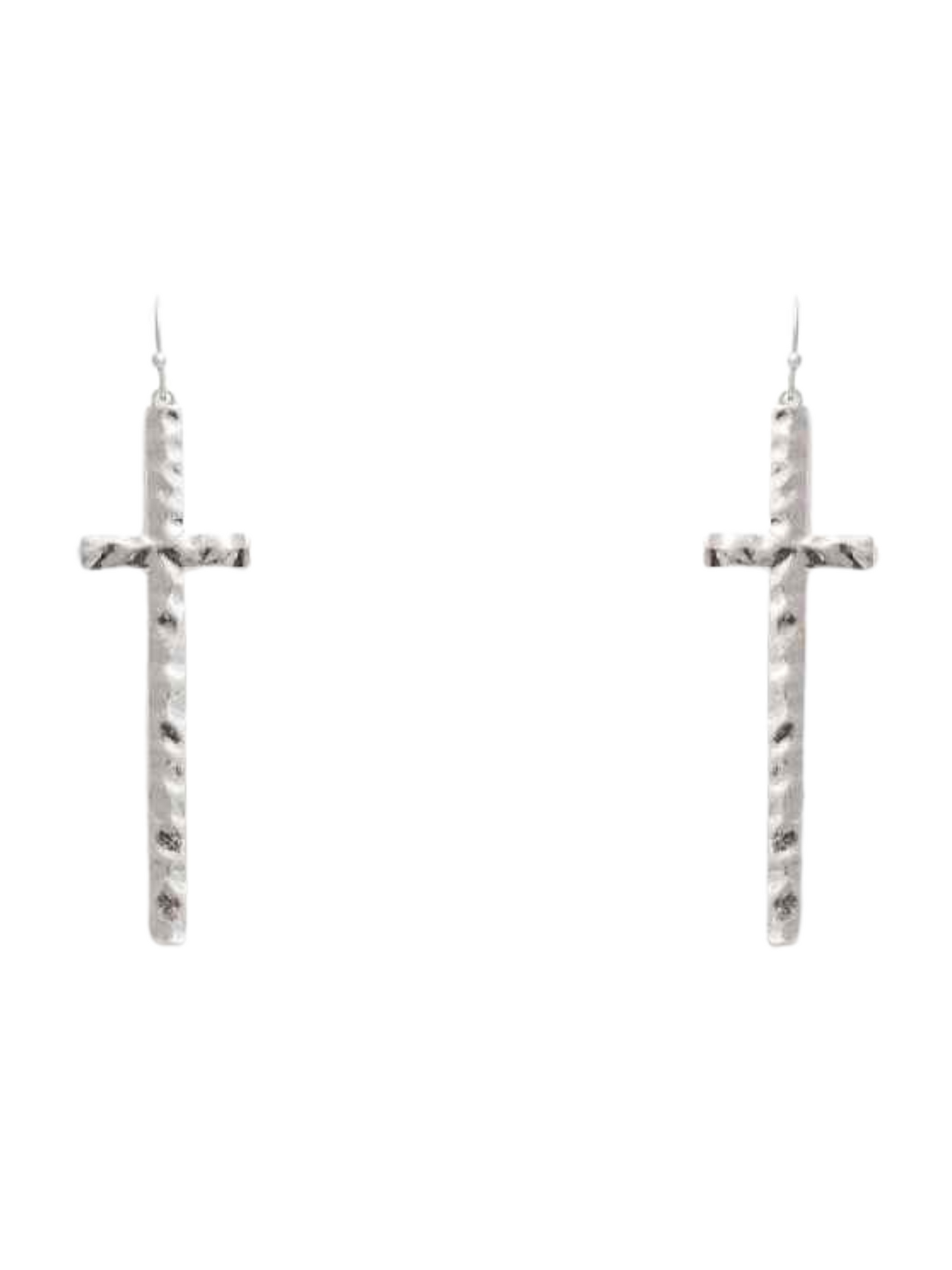 Cross Hammered Metal Drop Earrings