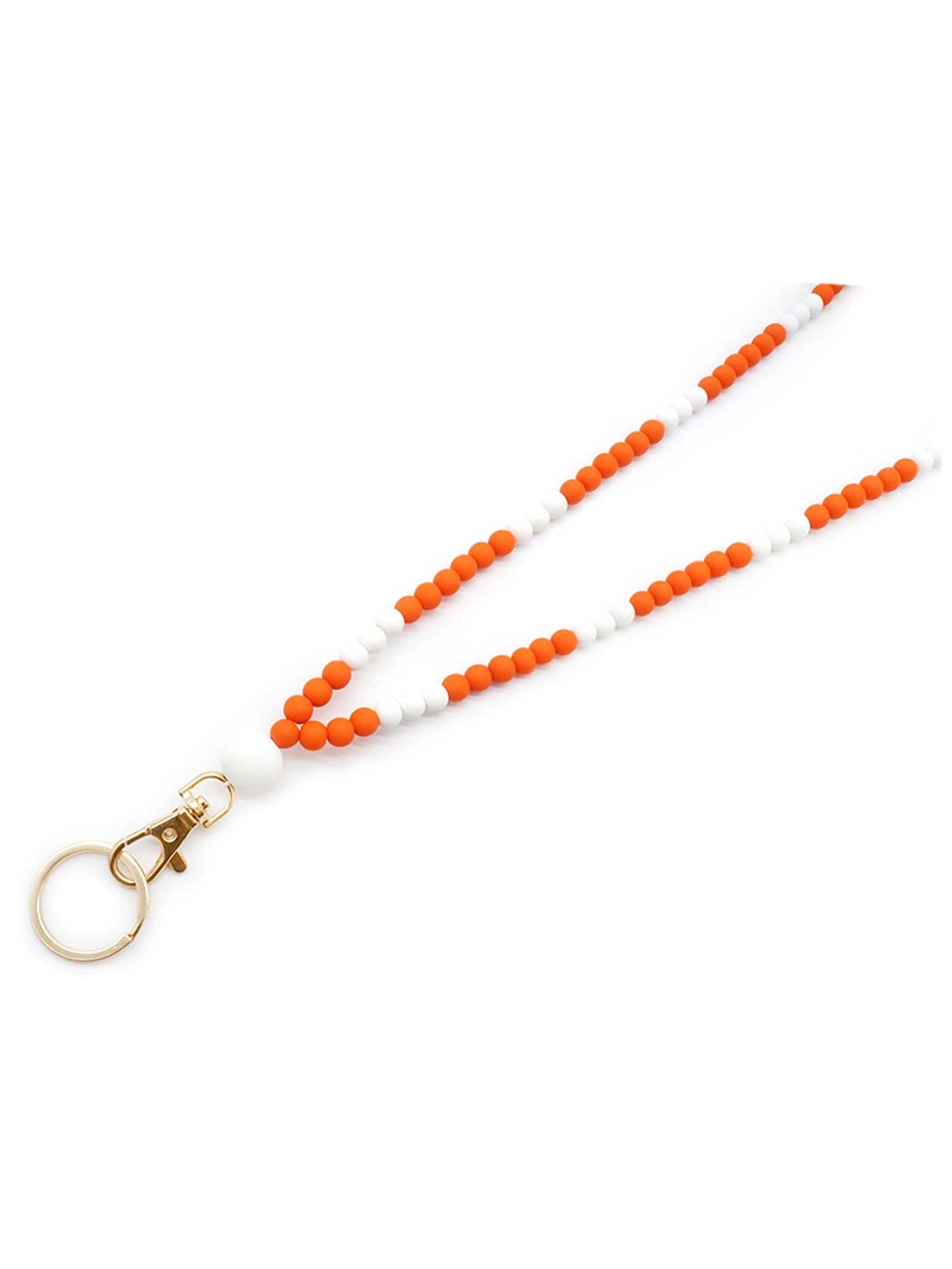 Orange and White Beaded ID Lanyard