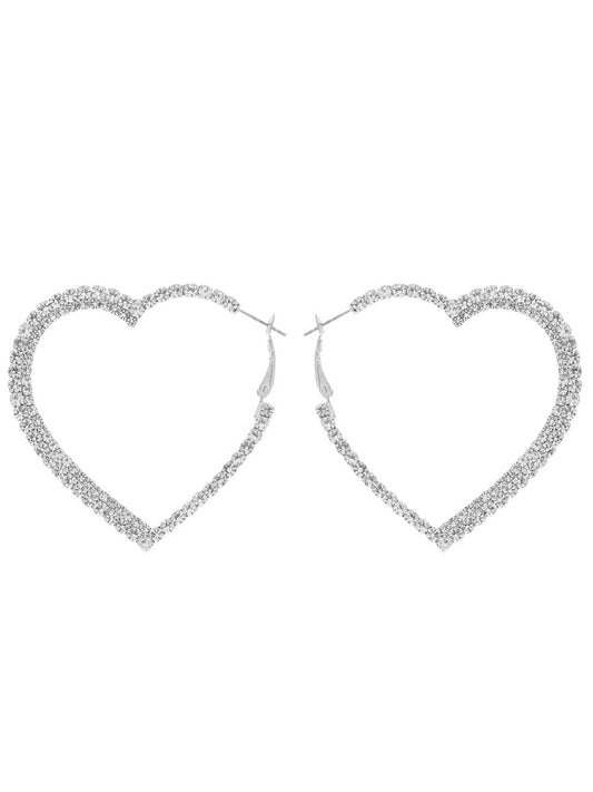Crystal Rhinestone Heart Hoop Earrings