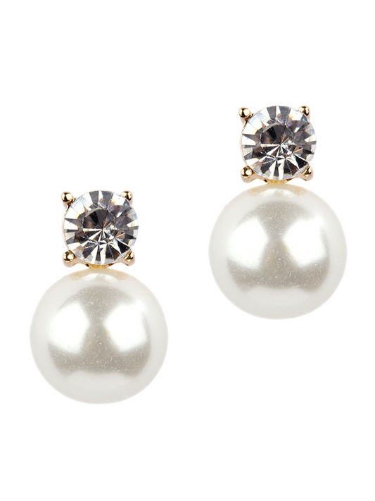 Rhinestone Pearl Post Earrings