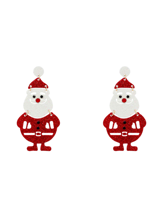 Santa Claus Glitter Dangle Earrings
