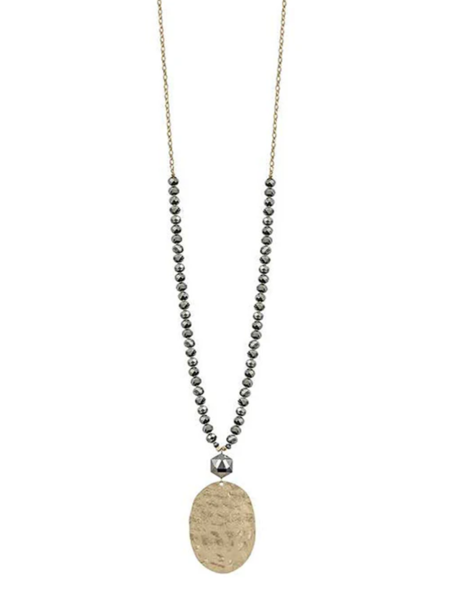 Oval Hammered Metal Necklace