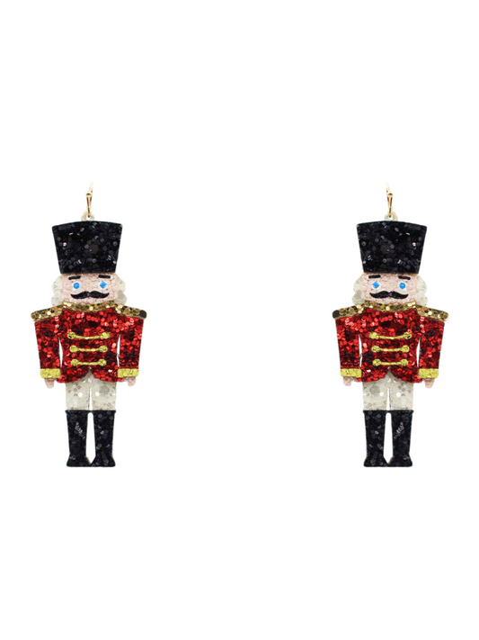 Nutcracker Glitter Dangle Earrings