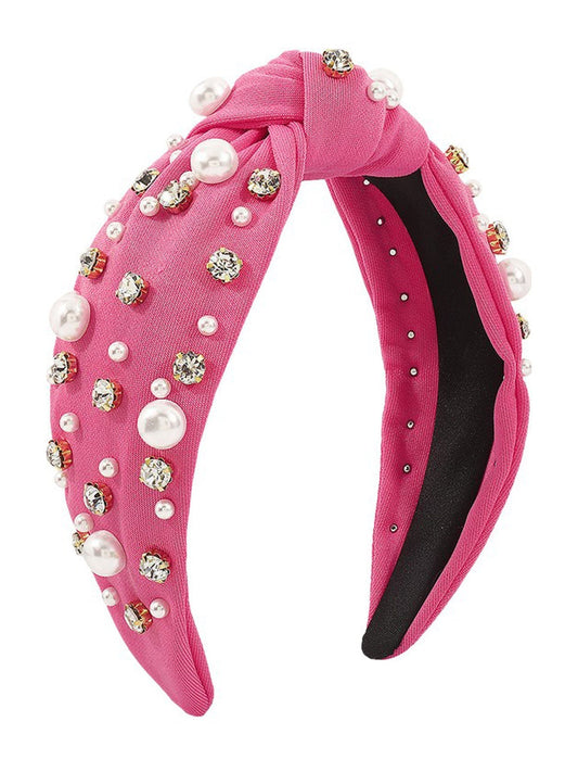 Rhinestone Pearl TopKnot Baroque Headband