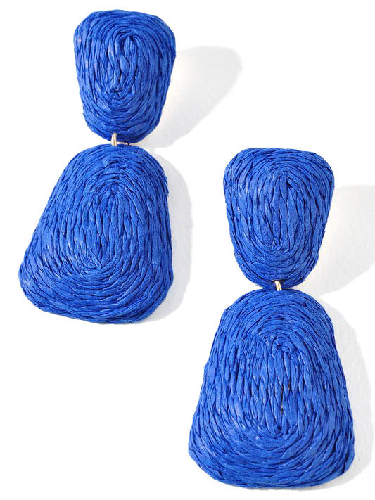 Raffia Wrapped Metal Dangle Earrings
