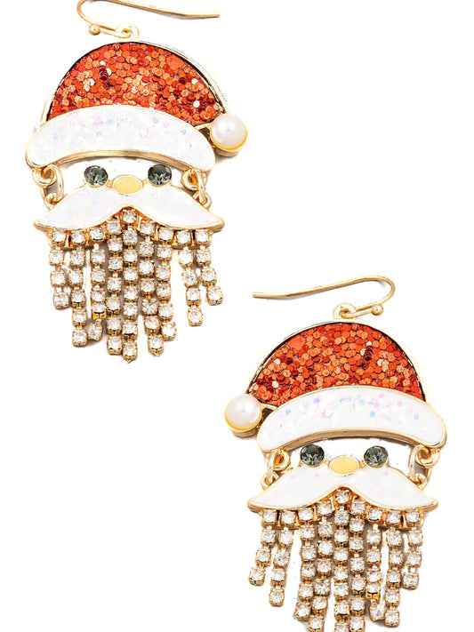 Glitter Santa Christmas Earring