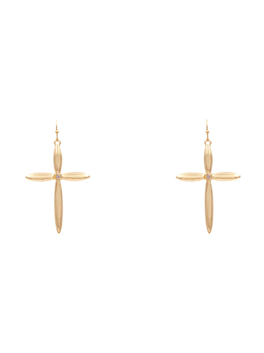 Cross Metal Drop Earrings