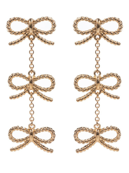 Bow Metal Linked Post Dropdown Earrings
