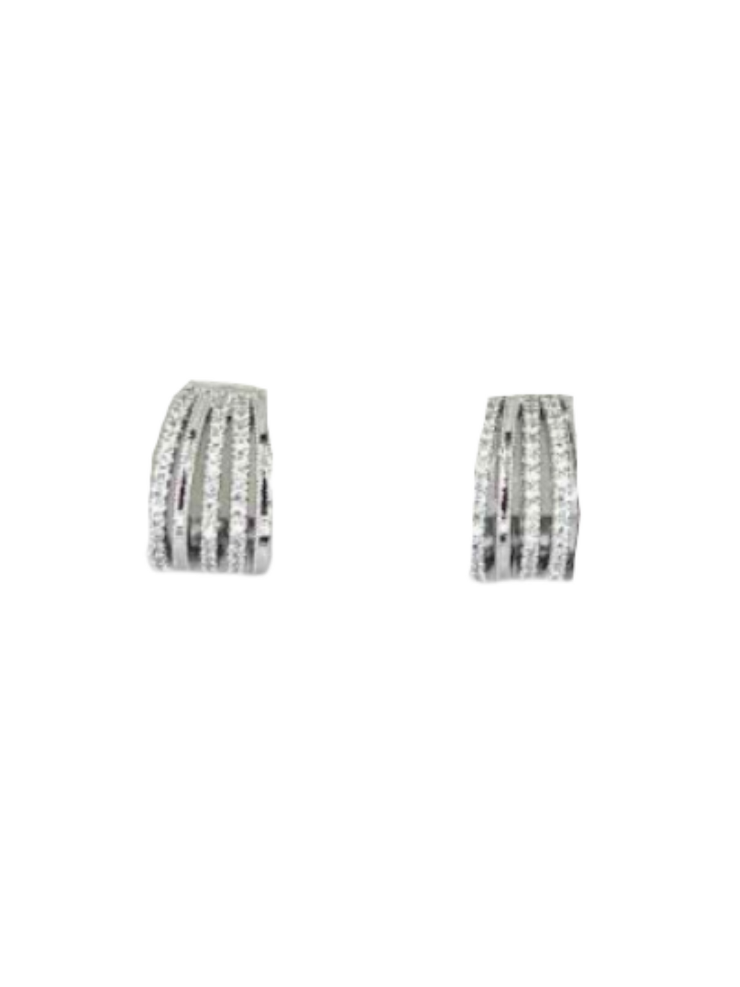 Metal CZ Pave Mix Stud Earring