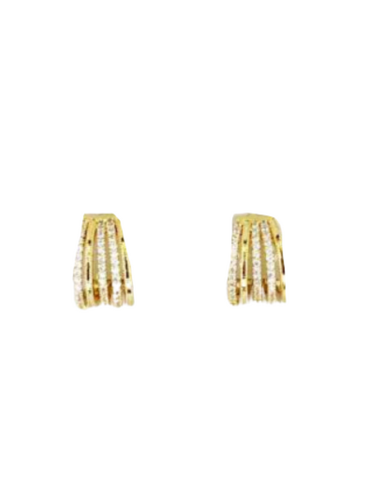 Metal CZ Pave Mix Stud Earring