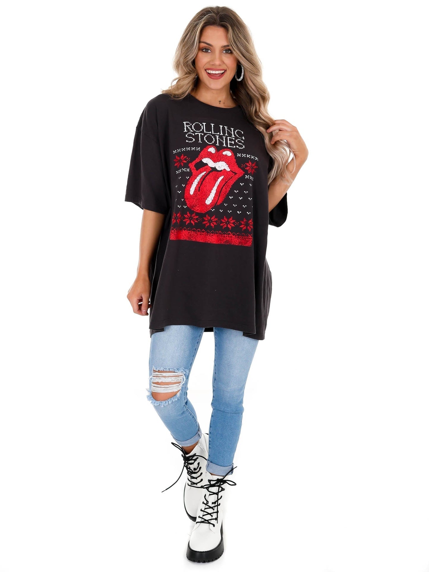 Rolling Stones Norway Sweater Oversized Distressed Tee