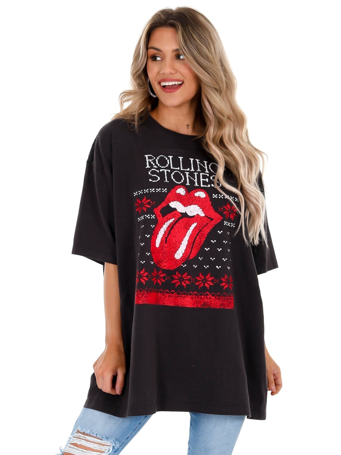 Rolling Stones Norway Sweater Oversized Distressed Tee