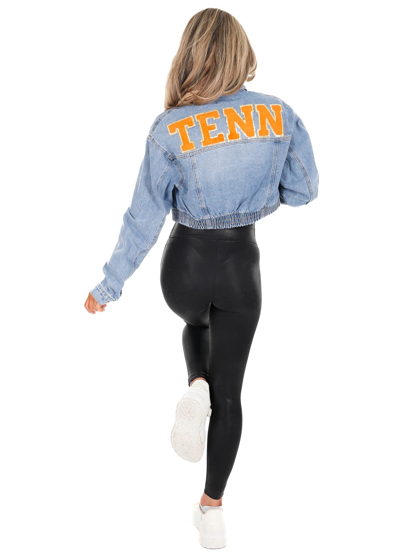 Chenille TENN Elastic Cropped Denim Jacket