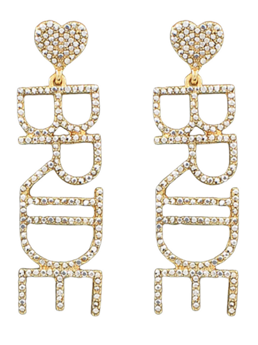 Rhinestone Heart Bride Earrings