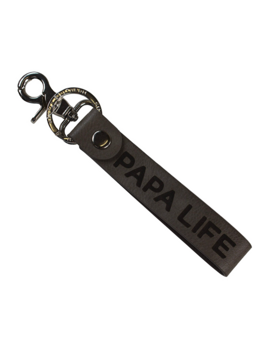Papa Life Leather Keychain