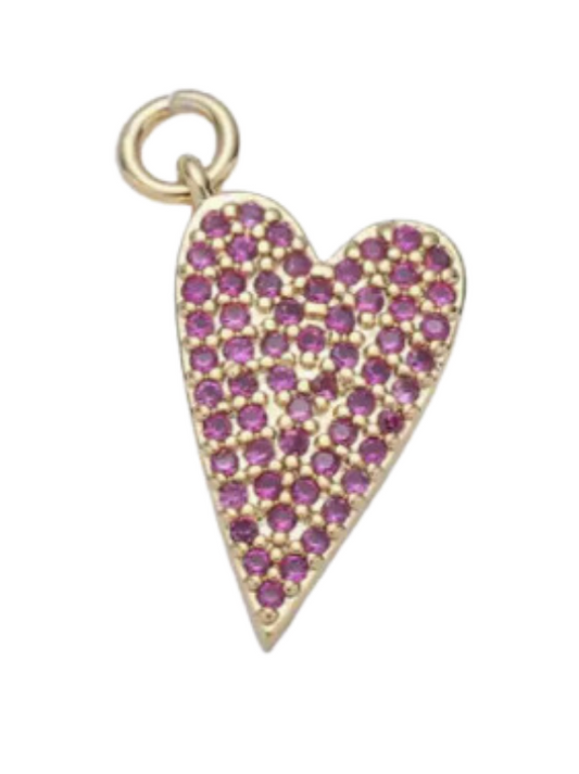 Long Pink Heart Charm