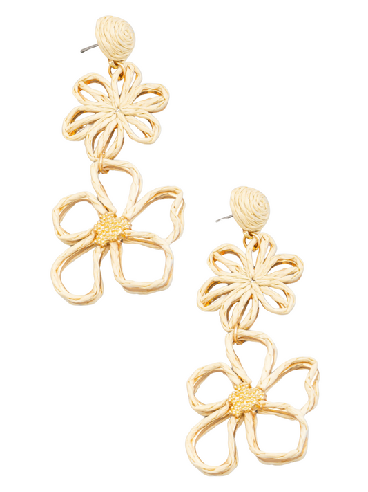 Double Flower Drop Earrings