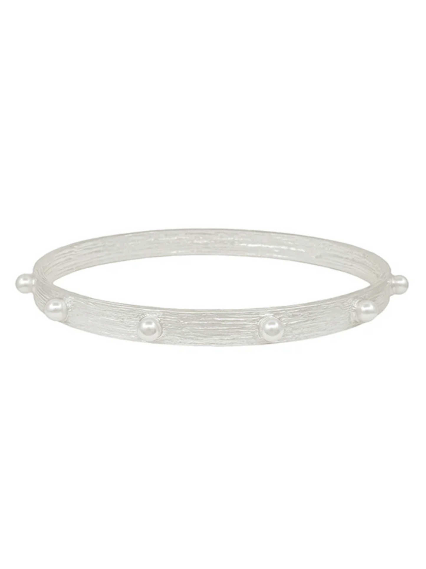 Pearl Accent Scratched Texture Bangle