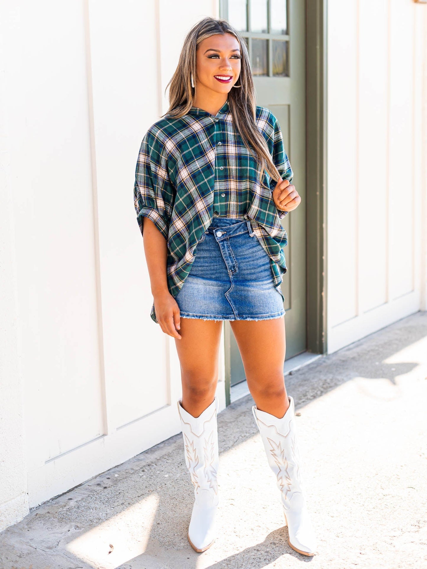 People Like Us Plaid Oversized Top